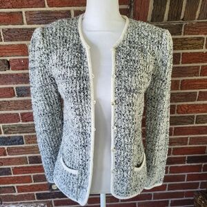 Vintage Caren Charles Tweed Boucle Sweater Jacket 1980s Size Large